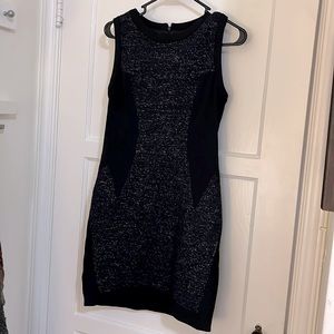 Classy, body contouring dress. Black and navy blue with subtle gold sparkles.